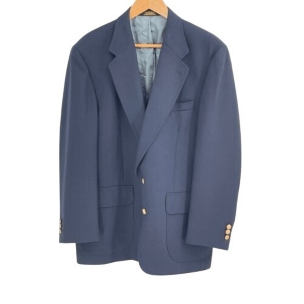 Stafford Blazer Suit Jacket Men Size 42 Navy Blue Gold Button